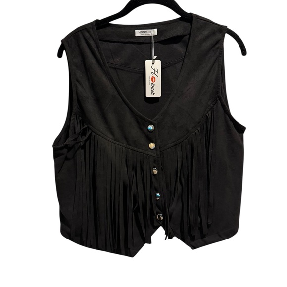 Black Fringe Vest by Hot Touch - Picture 5 of 7